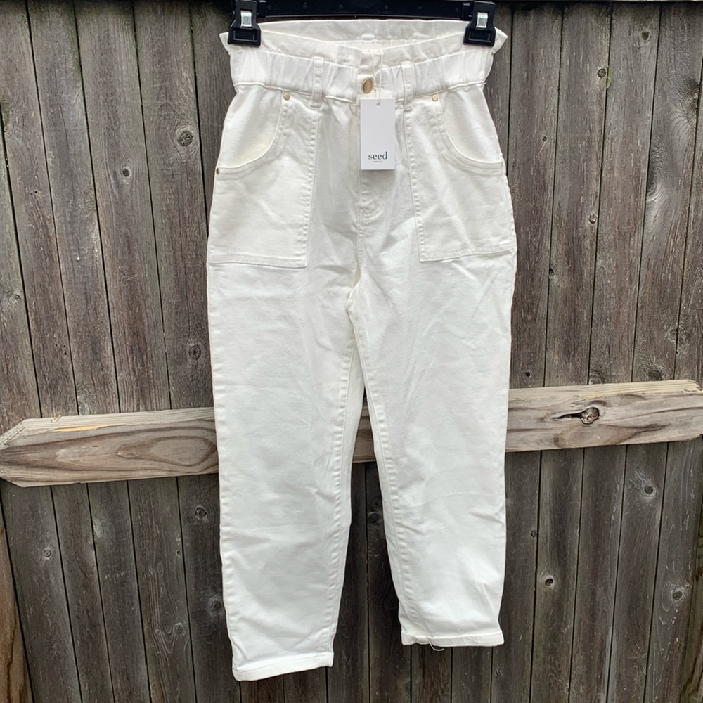 Seed Heritage size 8 cloud cream cotton jeans. NWT!!